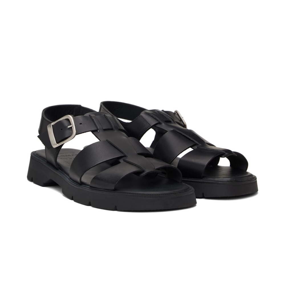 Kleman Black Leather Sandals